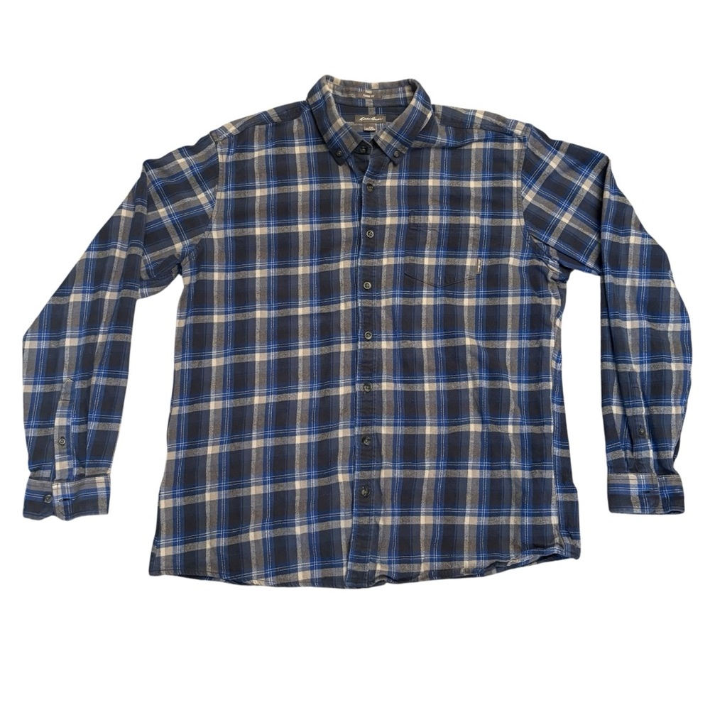 Eddie Bauer Shirt Mens Size  TXL Tall XL Plaid Flannel Heavyweight Button Down